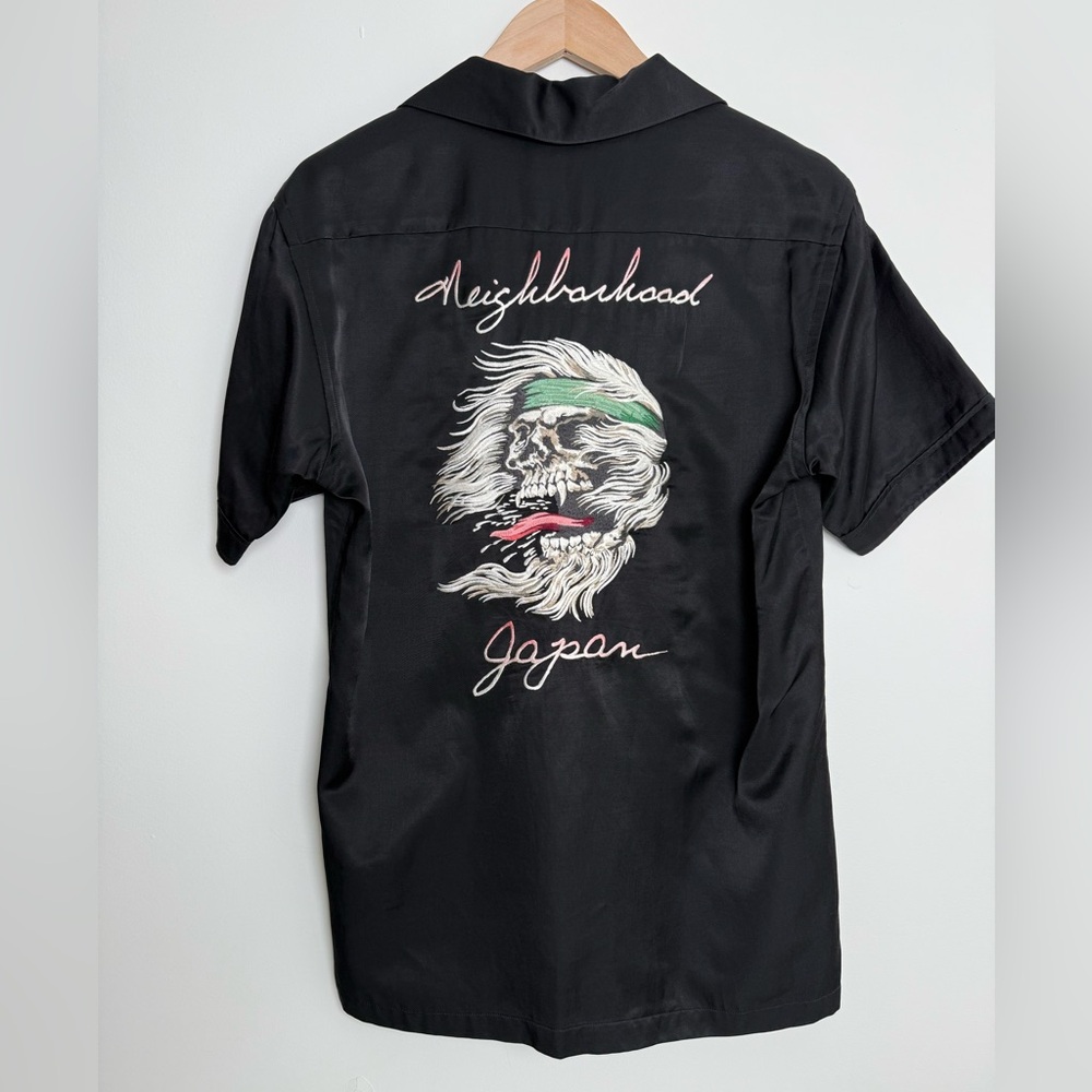 Neighborhood - Camp-Collar Embroidered Satin Shirt